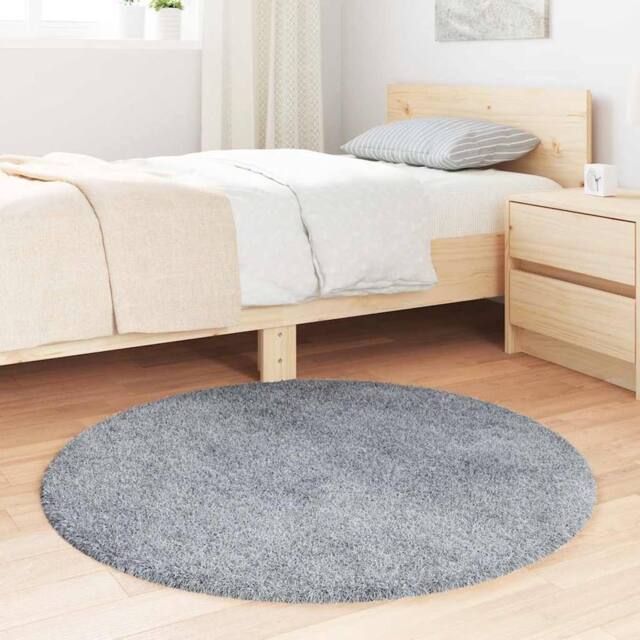 Berkfield Home Shaggy Rug High Pile NAVARRA Light Grey 100x100 cm Polyester - Size: Medium - image 1