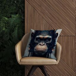Warren Reed - Designer Gorilla Face Splashart Outdoor Cushion in Brown - Size: 45 cm x 45 cm - thumbnail 2