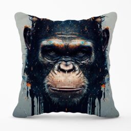 Warren Reed - Designer Gorilla Face Splashart Outdoor Cushion in Brown - Size: 45 cm x 45 cm - thumbnail 1