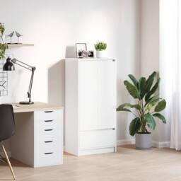 Berkfield Home Durable Cabinet with Drawer White 55.5x34x119.5 cm Engineered Wood - thumbnail 2