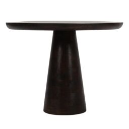 IH Design Natural Solid Dark Mango Wood Round Dining Table in Dark Brown - thumbnail 2
