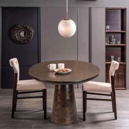 IH Design Natural Solid Dark Mango Wood Round Dining Table in Dark Brown - thumbnail 6
