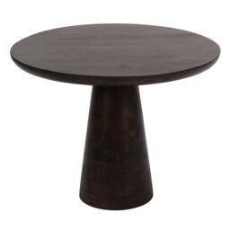 IH Design Natural Solid Dark Mango Wood Round Dining Table in Dark Brown - thumbnail 3