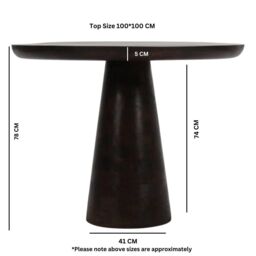 IH Design Natural Solid Dark Mango Wood Round Dining Table in Dark Brown - thumbnail 5