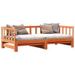 Berkfield Home Pull-out Day Bed without Mattress Wax Brown 2x(90x190) cm - thumbnail 4