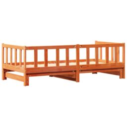 Berkfield Home Pull-out Day Bed without Mattress Wax Brown 2x(90x190) cm - thumbnail 9