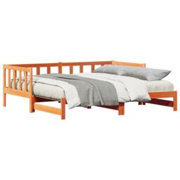 Berkfield Home Pull-out Day Bed without Mattress Wax Brown 2x(90x190) cm - thumbnail 3