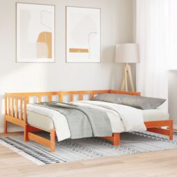 Berkfield Home Pull-out Day Bed without Mattress Wax Brown 2x(90x190) cm - thumbnail 1