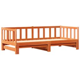 Berkfield Home Pull-out Day Bed without Mattress Wax Brown 2x(90x190) cm - thumbnail 2