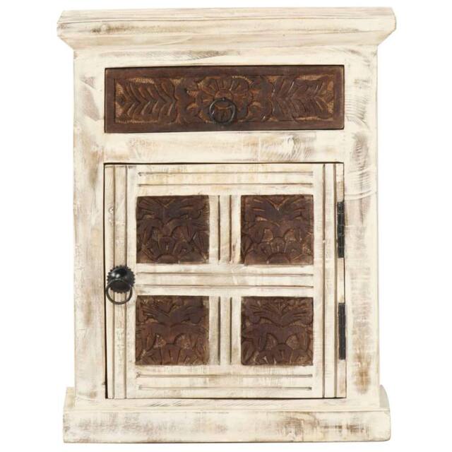 Berkfield Home Bedside Cabinet White 40x30x50 cm Solid Mango Wood - Size: 40 x 30 x 50 cm - image 1