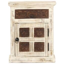 Berkfield Home Bedside Cabinet White 40x30x50 cm Solid Mango Wood - Size: 40 x 30 x 50 cm - thumbnail 1