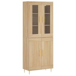 Berkfield Home Highboard Sonoma Oak 69.5x34x180 cm Engineered Wood in Brown - thumbnail 1