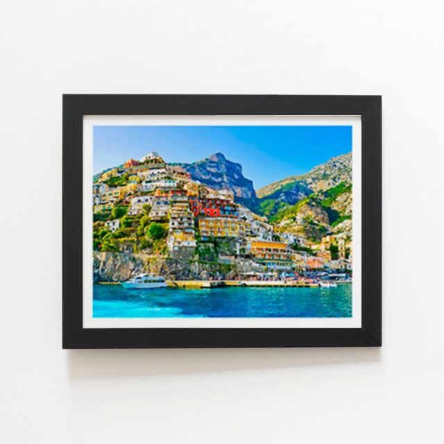 "Warren Reed - Designer Summer In Postiano, Amalfi Coast, Italy Framed Art Print in Black - Size: W24"" x H36""" - image 1