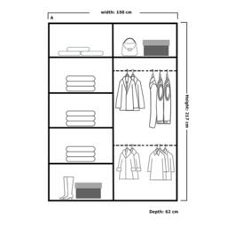 Sliding Wardrobes 4U Eden Double Mirror Sliding Door Wardrobe 150cm X 217cm in Grey - Size: 150 cm X 217 cm - thumbnail 3