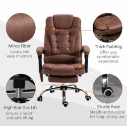 STILVORA Massage Office Chair with Heat, Reclining & Footrest in Brown - thumbnail 8