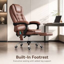 STILVORA Massage Office Chair with Heat, Reclining & Footrest in Brown - thumbnail 2