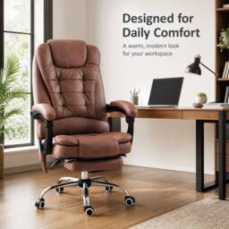 STILVORA Massage Office Chair with Heat, Reclining & Footrest in Brown - thumbnail 3