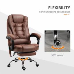STILVORA Massage Office Chair with Heat, Reclining & Footrest in Brown - thumbnail 7