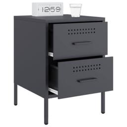 Berkfield Home Durable Bedside Cabinets 2 pcs Anthracite 36x39x50.5 cm Steel in Charcoal - thumbnail 4
