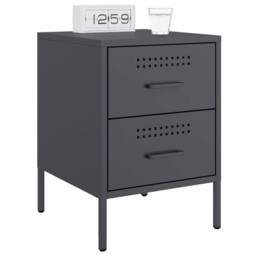 Berkfield Home Durable Bedside Cabinets 2 pcs Anthracite 36x39x50.5 cm Steel in Charcoal - thumbnail 1