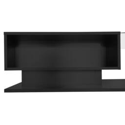 Merax High Gloss LED Coffee Table, Sofa Table with Glass Shelf & Drawer in Black - thumbnail 9