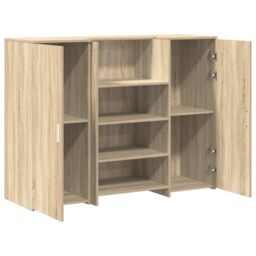 Berkfield Home Reception Desk Sonoma Oak 135x50x103.5 cm Engineered Wood in Brown - thumbnail 6