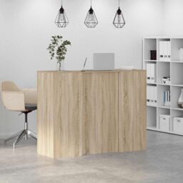 Berkfield Home Reception Desk Sonoma Oak 135x50x103.5 cm Engineered Wood in Brown - thumbnail 4