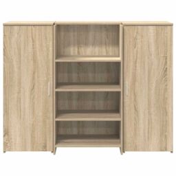 Berkfield Home Reception Desk Sonoma Oak 135x50x103.5 cm Engineered Wood in Brown - thumbnail 5