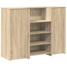 Berkfield Home Reception Desk Sonoma Oak 135x50x103.5 cm Engineered Wood in Brown - thumbnail 2