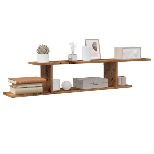 Berkfield Home Wall-Mounted TV Shelf Old Wood 125x18x23 cm Engineered Wood in Brown - Size: 125 x 18 x 23 cm - image 1
