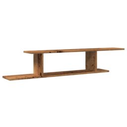 Berkfield Home Wall-Mounted TV Shelf Old Wood 125x18x23 cm Engineered Wood in Brown - Size: 125 x 18 x 23 cm - thumbnail 2
