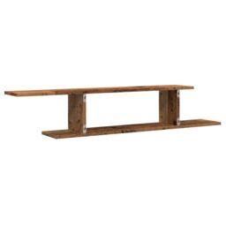 Berkfield Home Wall-Mounted TV Shelf Old Wood 125x18x23 cm Engineered Wood in Brown - Size: 125 x 18 x 23 cm - thumbnail 6
