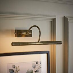 ValueLights Capri Pair Antique Brass Adjustable Twin Bulb Picture Wired Wall Lights in Gold