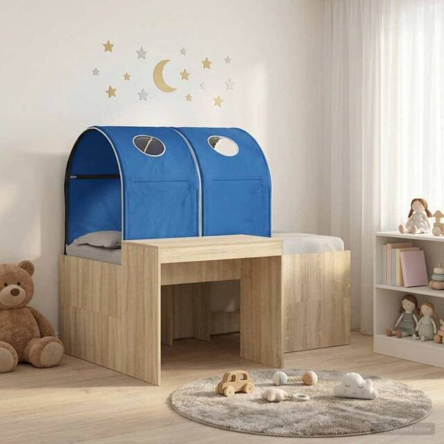 Berkfield Home Bed with Tunnel 3 pcs Artisian Oak & Blue Engineered Wood in Brown - image 1