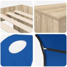 Berkfield Home Bed with Tunnel 3 pcs Artisian Oak & Blue Engineered Wood in Brown - thumbnail 9