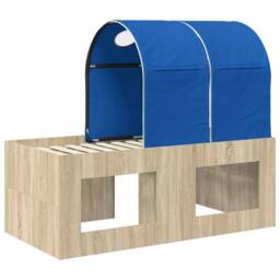 Berkfield Home Bed with Tunnel 3 pcs Artisian Oak & Blue Engineered Wood in Brown - thumbnail 8