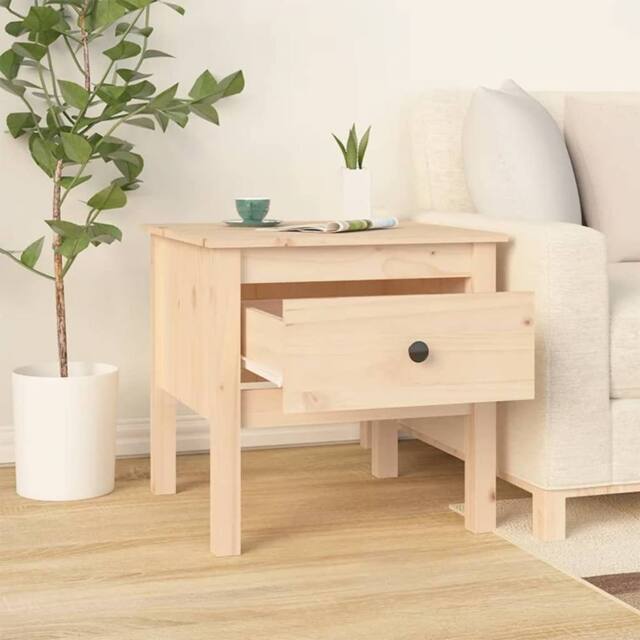 Berkfield Home Side Table 50x50x49 cm Solid Wood Pine in Light Tan - Size: 50 x 50 x 49 cm - image 1