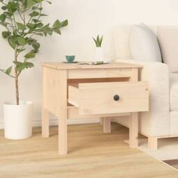 Berkfield Home Side Table 50x50x49 cm Solid Wood Pine in Light Tan - Size: 50 x 50 x 49 cm