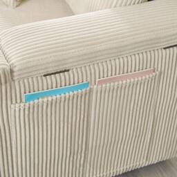BTM Beige 3-in-1 L-Shaped Corduroy Sofa Bed with Storage & Charging - Size: A - thumbnail 4