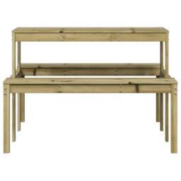 Berkfield Home Picnic Table 110x134x75 cm Impregnated Wood Pine in Brown - Size: 110 x 134 x 75 cm - thumbnail 4