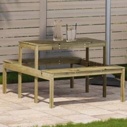 Berkfield Home Picnic Table 110x134x75 cm Impregnated Wood Pine in Brown - Size: 110 x 134 x 75 cm - thumbnail 2