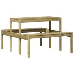 Berkfield Home Picnic Table 110x134x75 cm Impregnated Wood Pine in Brown - Size: 110 x 134 x 75 cm - thumbnail 6