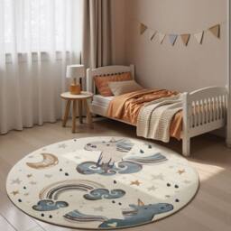 THE RUGS Adventures Kids Rug Unicorn Cream Multicolour Kids Bedroom Rug - Size: 200 cm x 290 cm - thumbnail 5