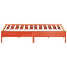 Berkfield Home Beautiful Bed Frame without Mattress Wax Brown 200x200 cm Solid W in Burnt Orange - thumbnail 5