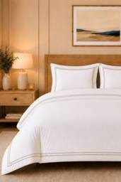 Pamposh 500 Thread Count Egyptian Cotton Sateen Duvet Cover Sets in Natural White - Size: Single - thumbnail 1