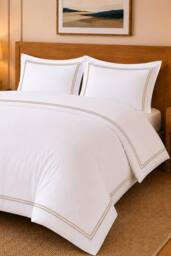 Pamposh 500 Thread Count Egyptian Cotton Sateen Duvet Cover Sets in Natural White - Size: Single - thumbnail 2