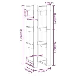 Berkfield Home Book Cabinet/Room Divider Black 41x35x125 cm Solid Wood Pine - Size: 41 x 35 x 125 cm - thumbnail 8