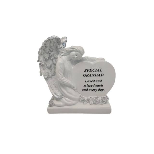 David Fischhoff Graveside Memorial Angel Heart Ornament Plaque -Grandad in Cream - image 1