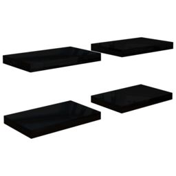 Berkfield Home Floating Wall Shelves 4 pcs High Gloss Black 40x23x3.8 cm MDF - thumbnail 2