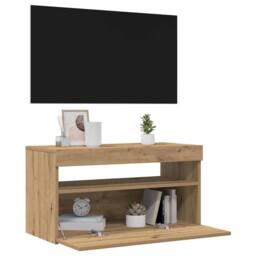Berkfield Home TV Cabinet with LED Lights Artisan Oak 75x35x40 cm Engineered Wood in Brown - Size: 75 x 35 x 40 cm - thumbnail 4